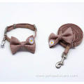 Flower Bowtie Small Dog Collar and Leash Set